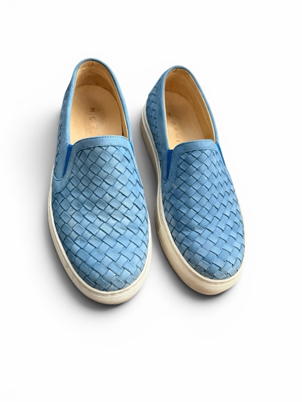 M. Gemi Light Blue Woven Slip-On Flats
